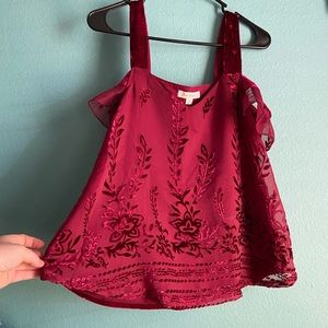 Off-Shoulder Shear Front/Velvet back Blouse